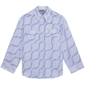 Mint Velvet Blue Stripe Jacquard Shirt